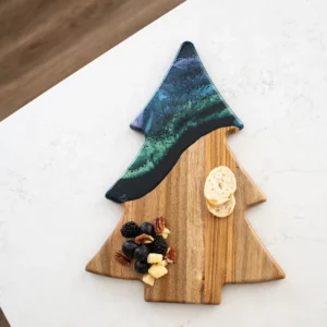 Acacia Christmas Tree Board - Resin Decorated