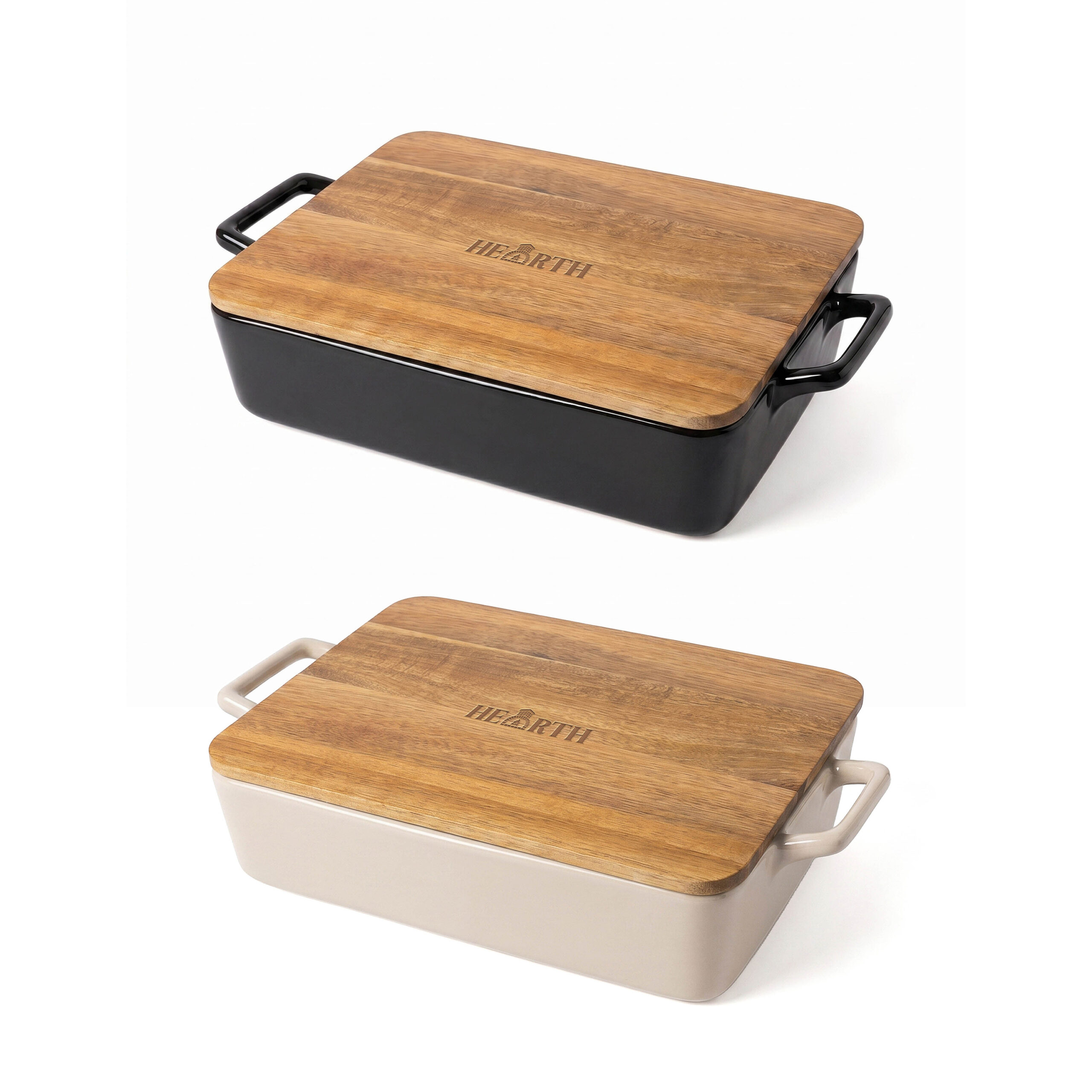 Hearth Stoneware Casserole Dish - With Engraved Acacia Lid - Image 4
