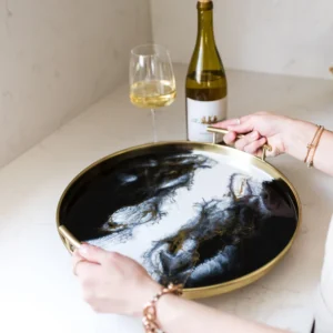 Round Metal Serving Tray - Resin Backing